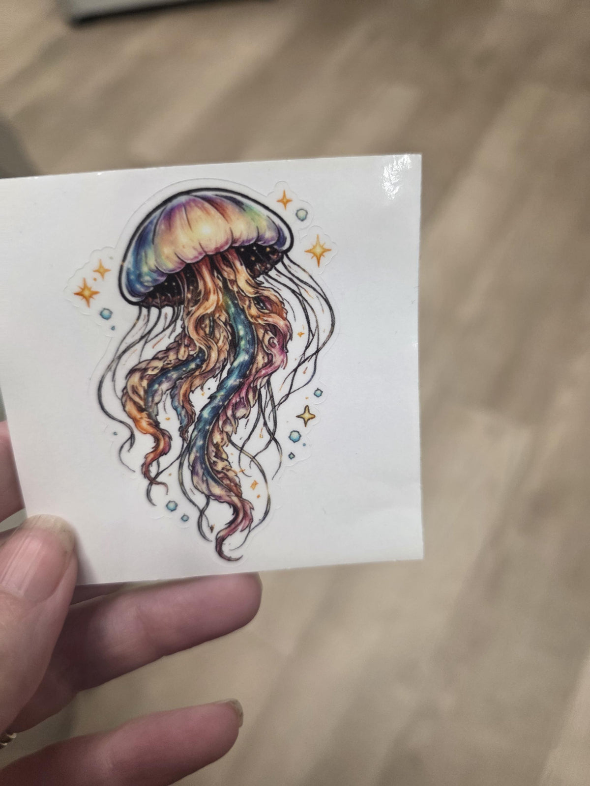 Jellyfish Clear Vinyl Sticker | Colorful Ocean Sea Creature Decal