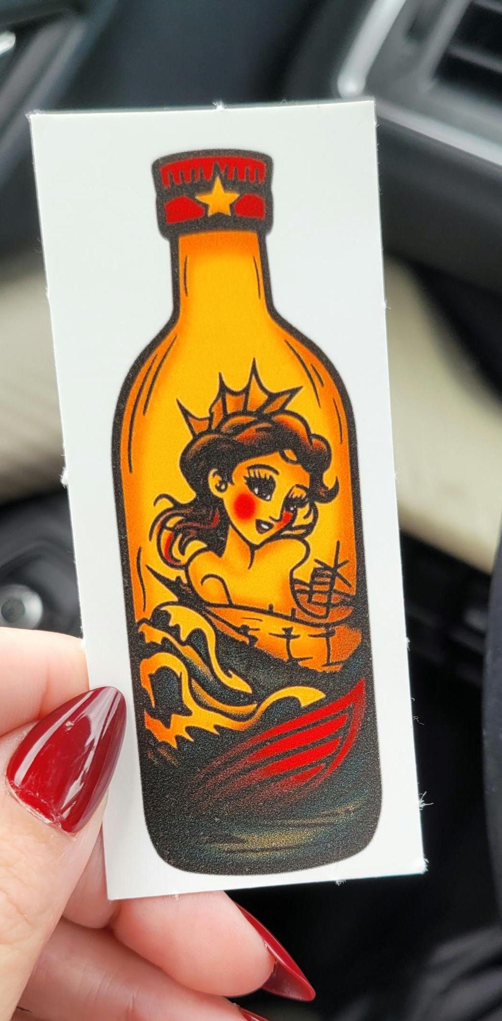 Tattoo Flash Pin-Up Girl Sticker: Shipwreck Babe Vinyl Decal