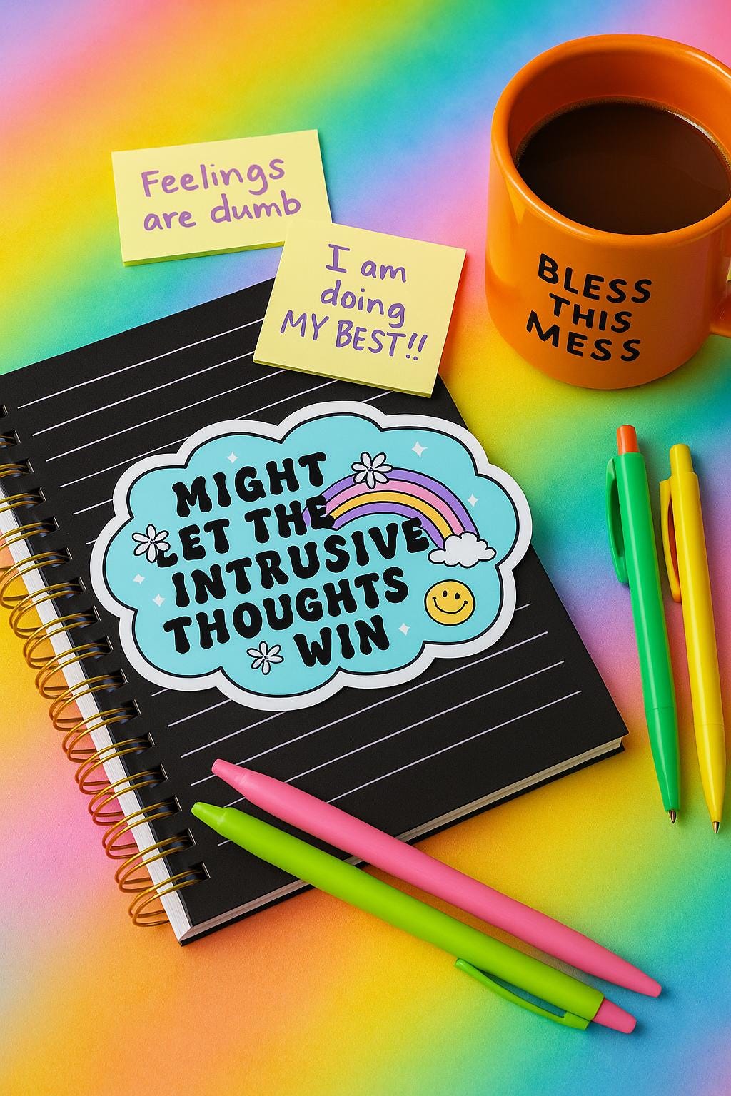 Intrusive Thoughts Vinyl Sticker: Waterproof Mental Health Decal