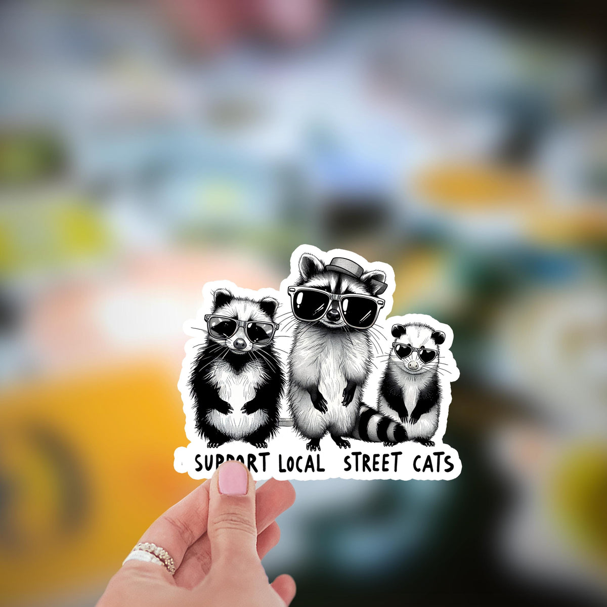 Street Cats Art Sticker: Vintage Style Waterproof Decal