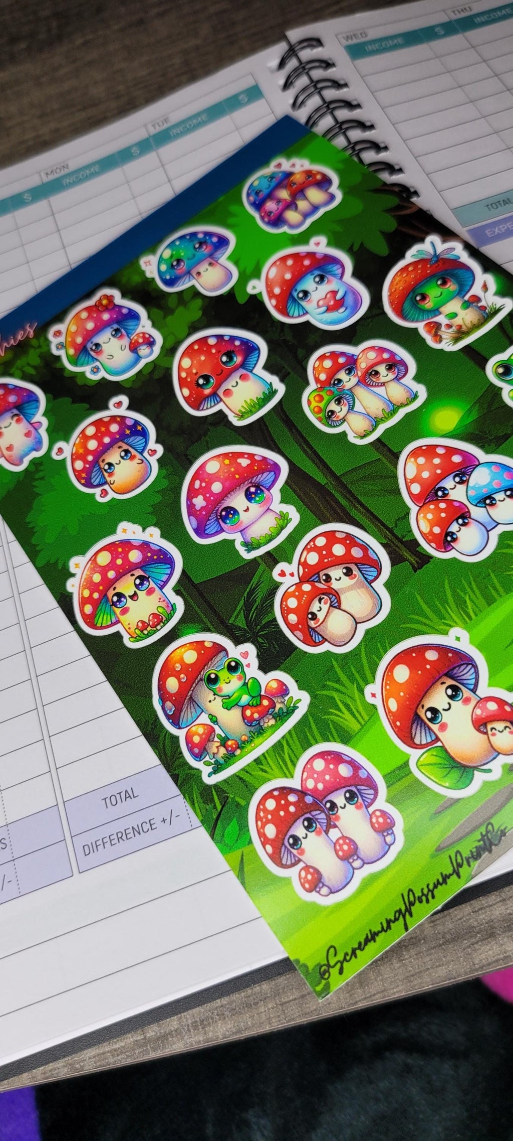 Kawaii Mushroom Sticker Sheet: Waterproof Vinyl Stickers