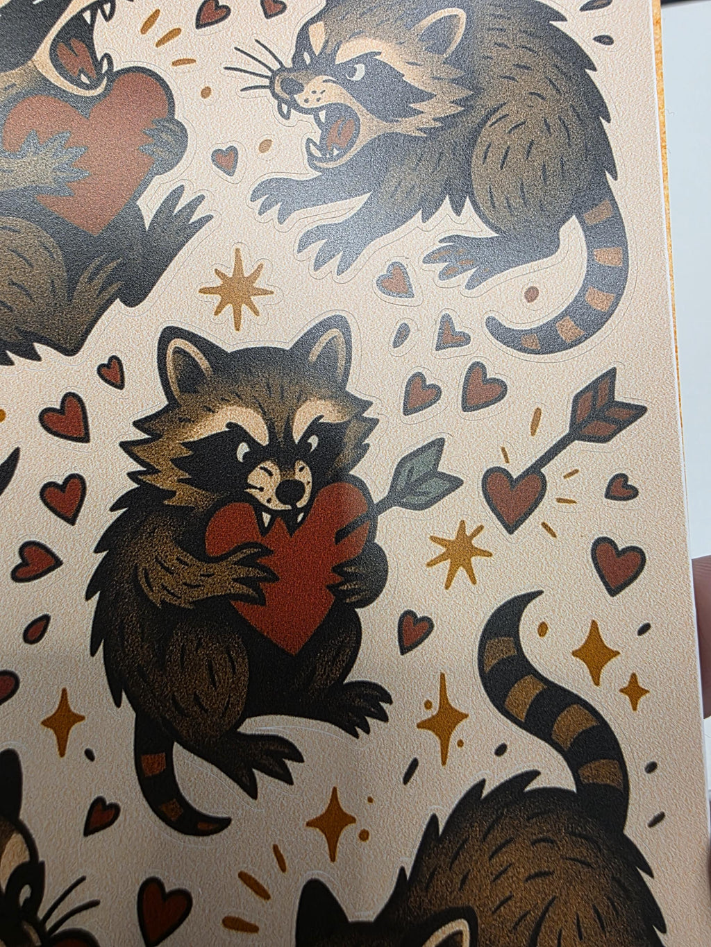 Raccoon Sticker Sheet | Heart Themed Woodland Animal Stickers