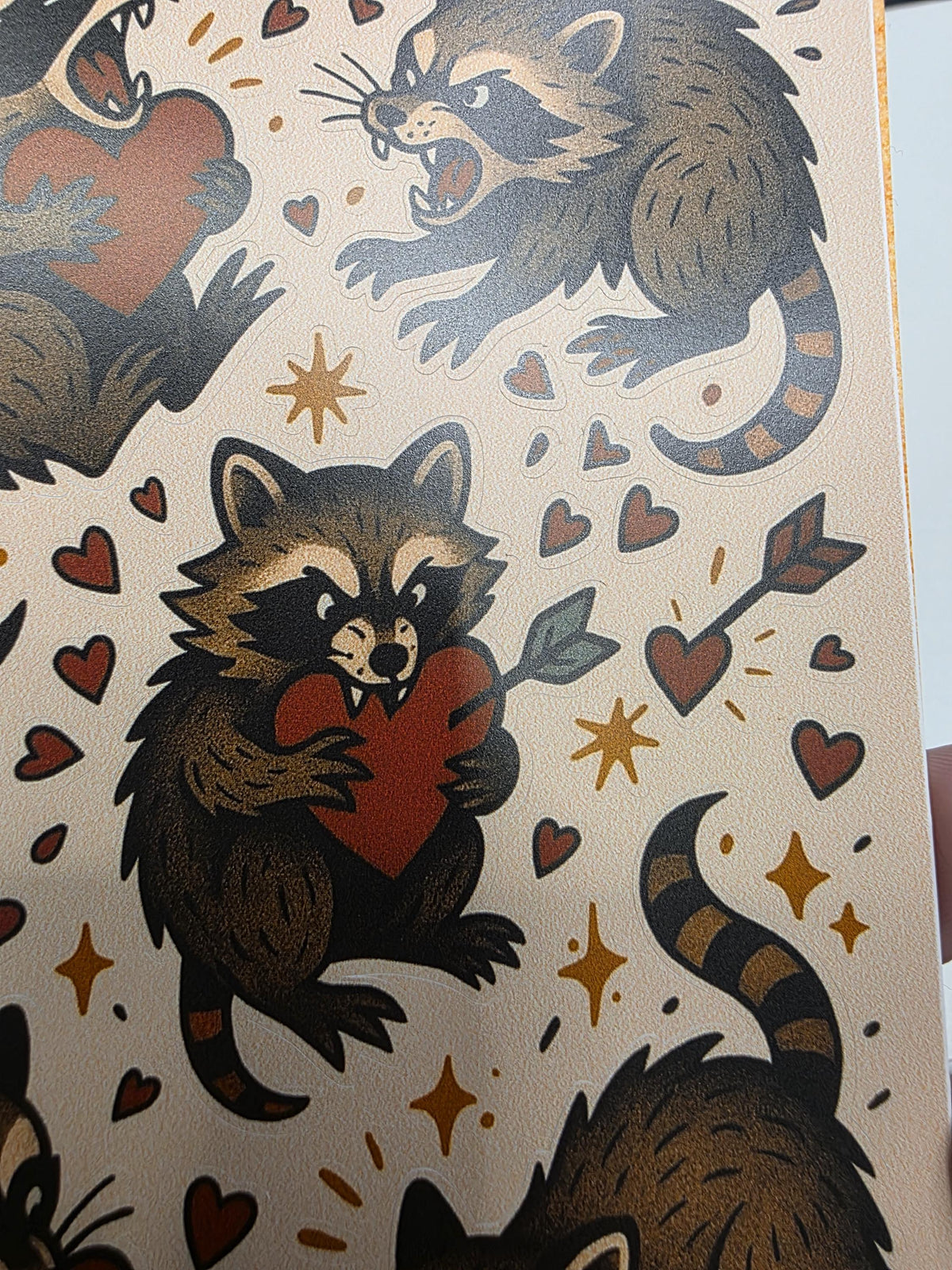 Raccoon Sticker Sheet | Heart Themed Woodland Animal Stickers
