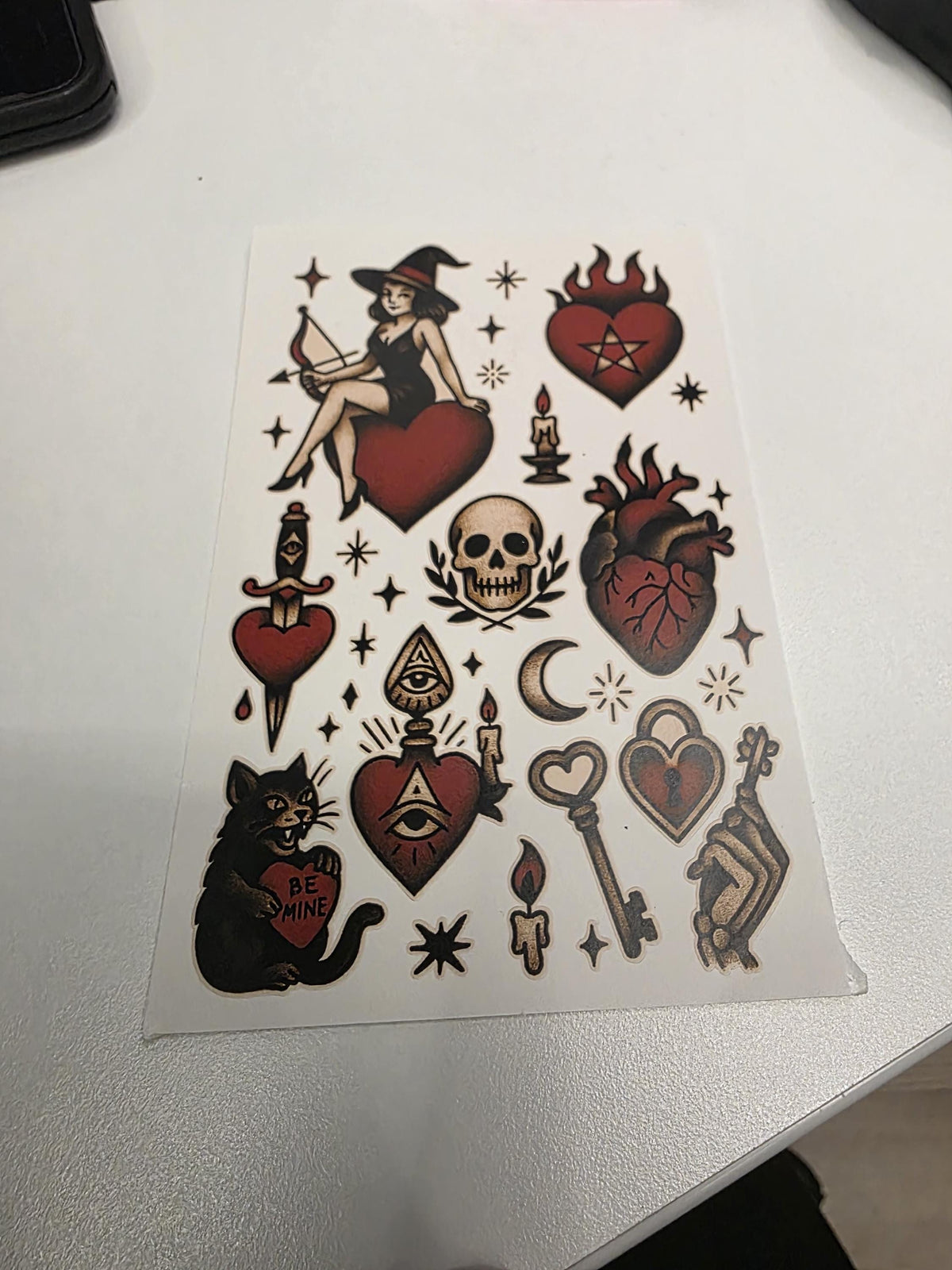 Occult Valentine Sticker Sheet | Witchy Hearts, Skulls & Gothic Love