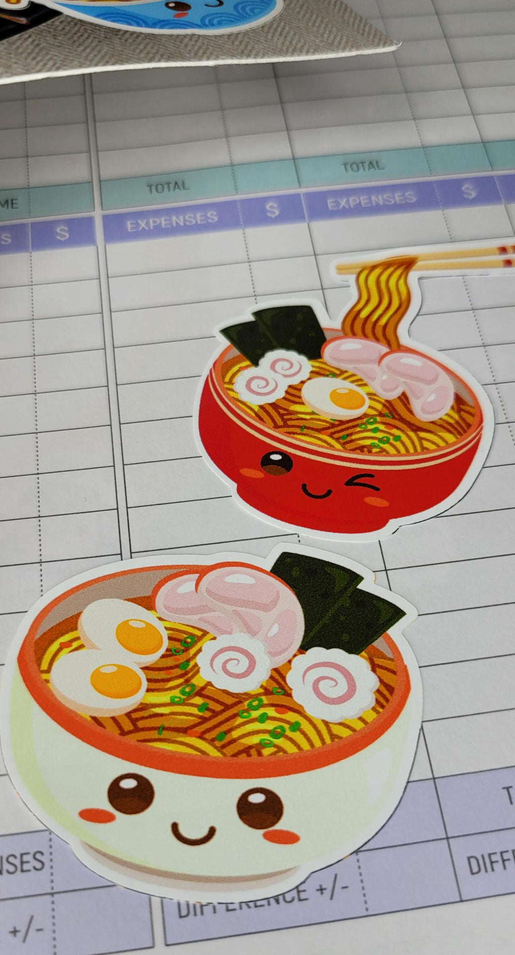 Kawaii Ramen Sticker Sheet, Foodie Planner Stickers