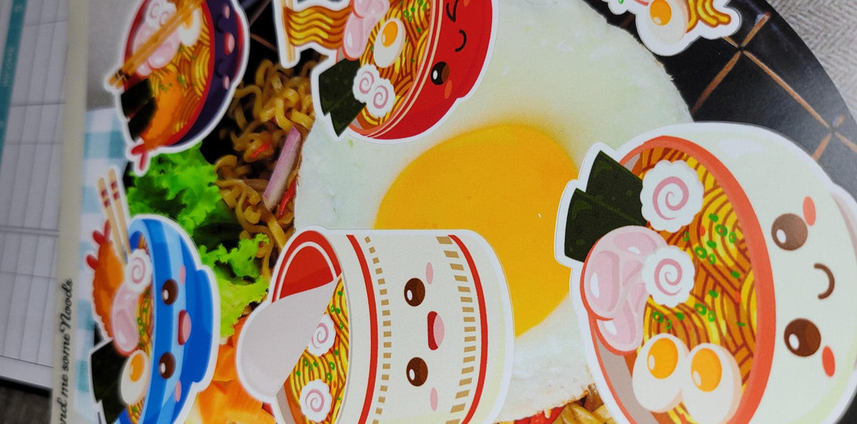 Kawaii Ramen Sticker Sheet, Foodie Planner Stickers