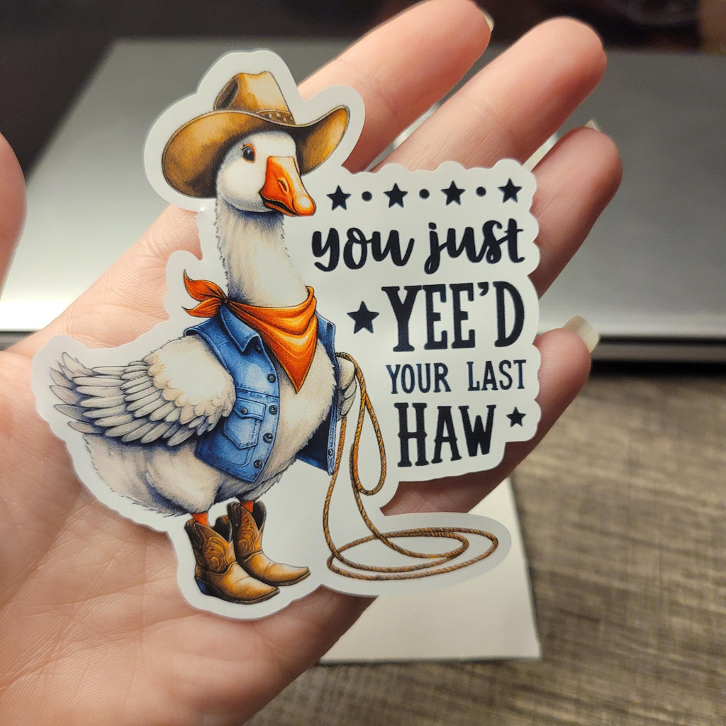 Western Goose Vinyl Sticker: Funny Cowboy Decal