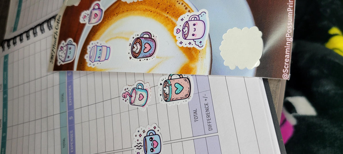 Kawaii Coffee Sticker Sheet – Waterproof Planner Stickers