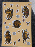 Armadillo Flash Sticker Sheet – Cowboy, Knight, Weightlifting, Rolling Dillo | 4×6 Western Tattoo Style
