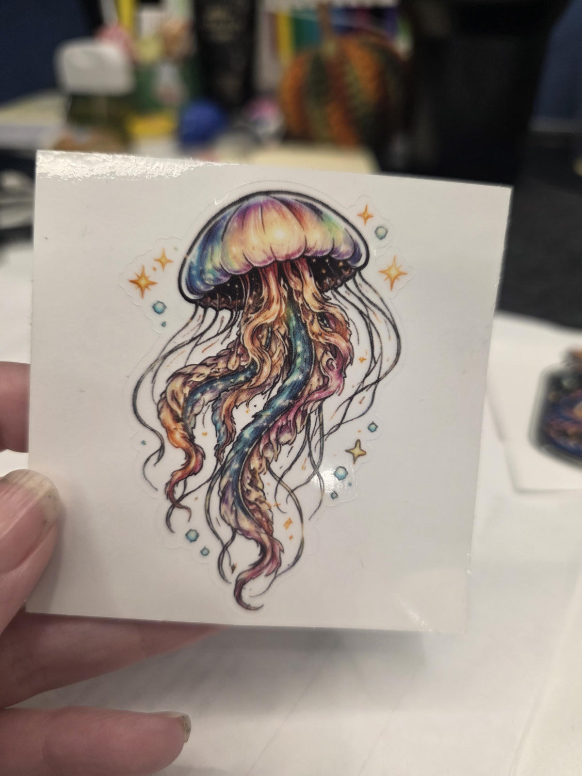 Jellyfish Clear Vinyl Sticker | Colorful Ocean Sea Creature Decal