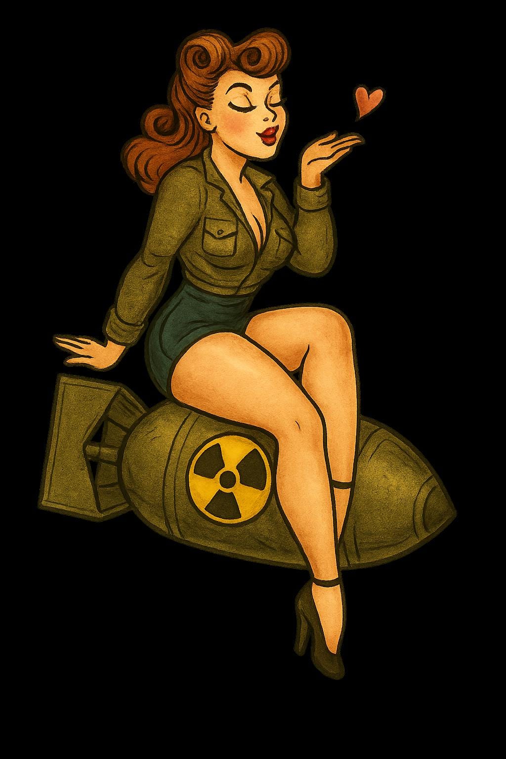Retro Pin-Up Girl Sticker – Atomic Bombshell Tattoo, Waterproof Vinyl Decal