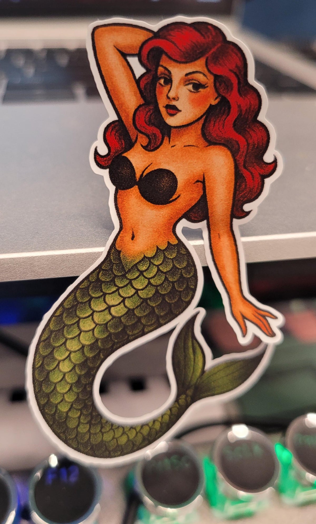 Retro Mermaid Pin-Up Sticker: Sailor Jerry Tattoo Flash Art