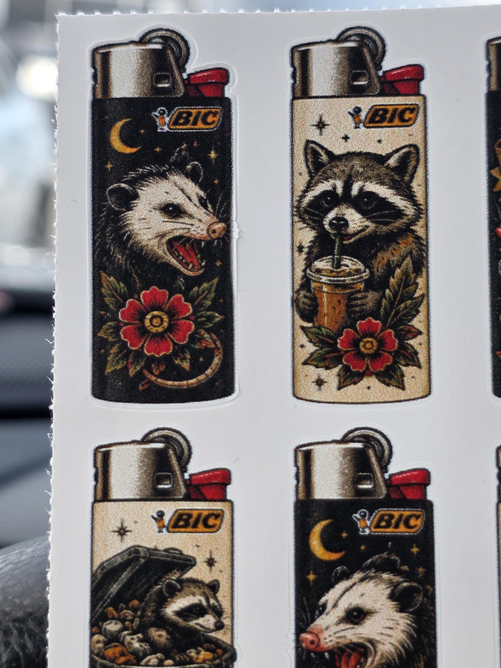Raccoon and Possum Chaos Flash Sticker Sheet