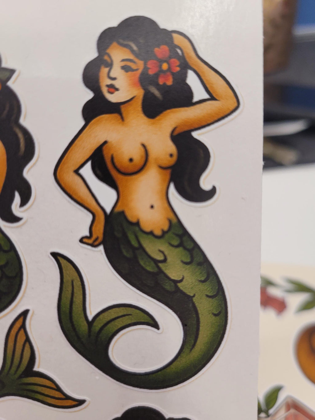 Mermaid Tattoo Flash Style Sticker sheet