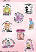 Anti Social Sarcastic Sticker Sheet: Adult Humor Vinyl Decals