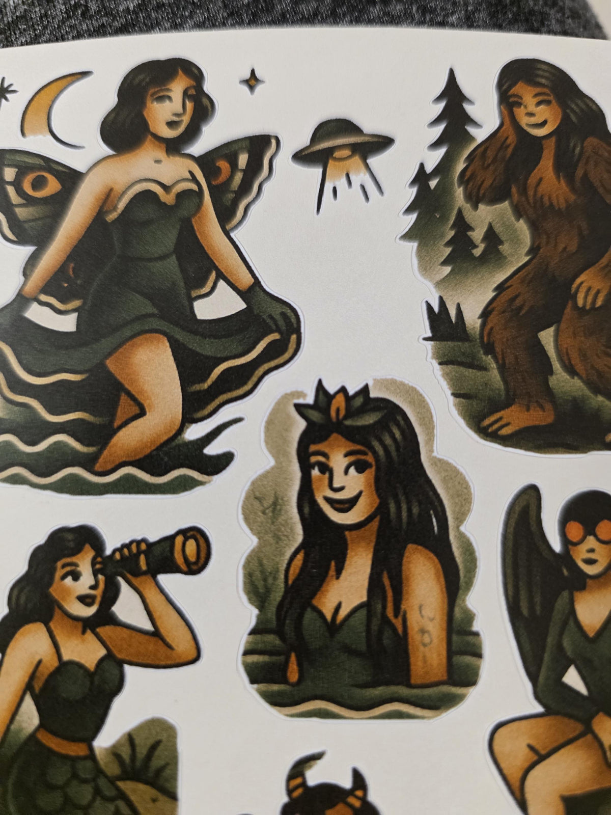 Cryptid Folklore Sticker Sheet | Traditional Vintage Illustration | Cottagecore Stickers