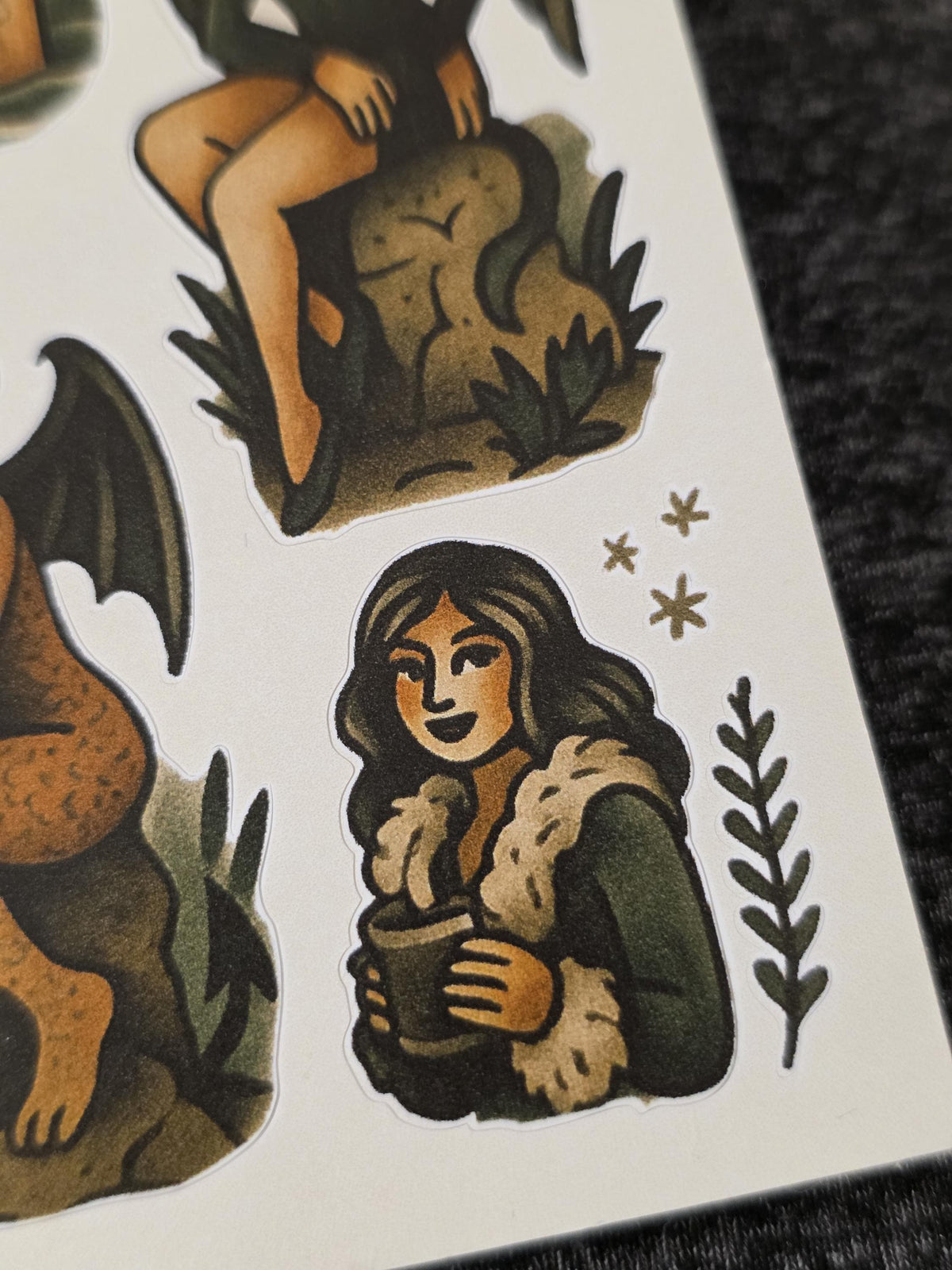 Cryptid Folklore Sticker Sheet | Traditional Vintage Illustration | Cottagecore Stickers