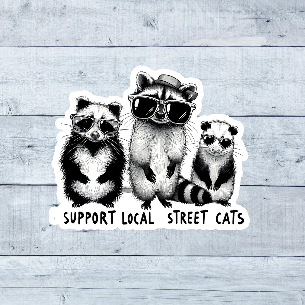 Street Cats Art Sticker: Vintage Style Waterproof Decal