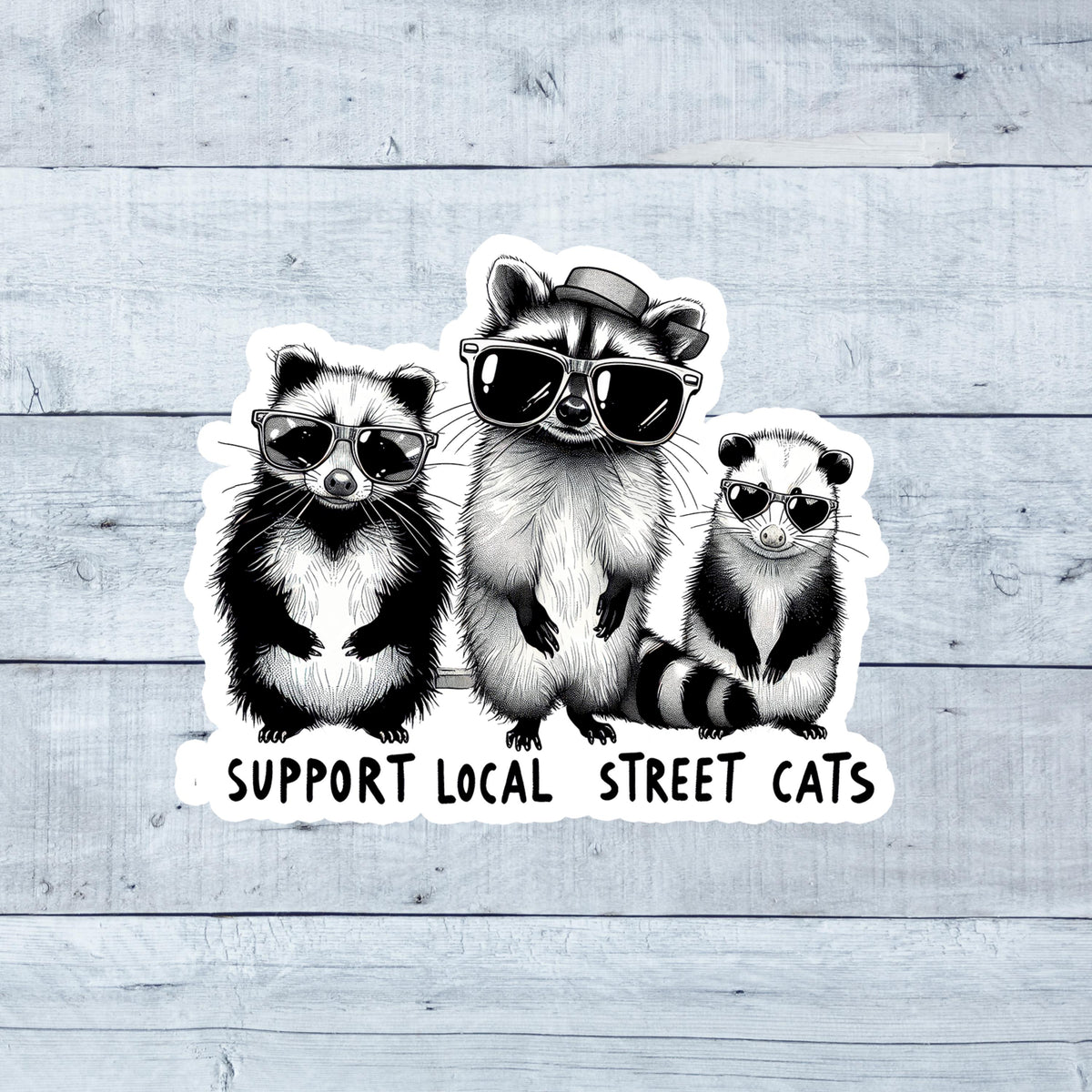 Street Cats Art Sticker: Vintage Style Waterproof Decal