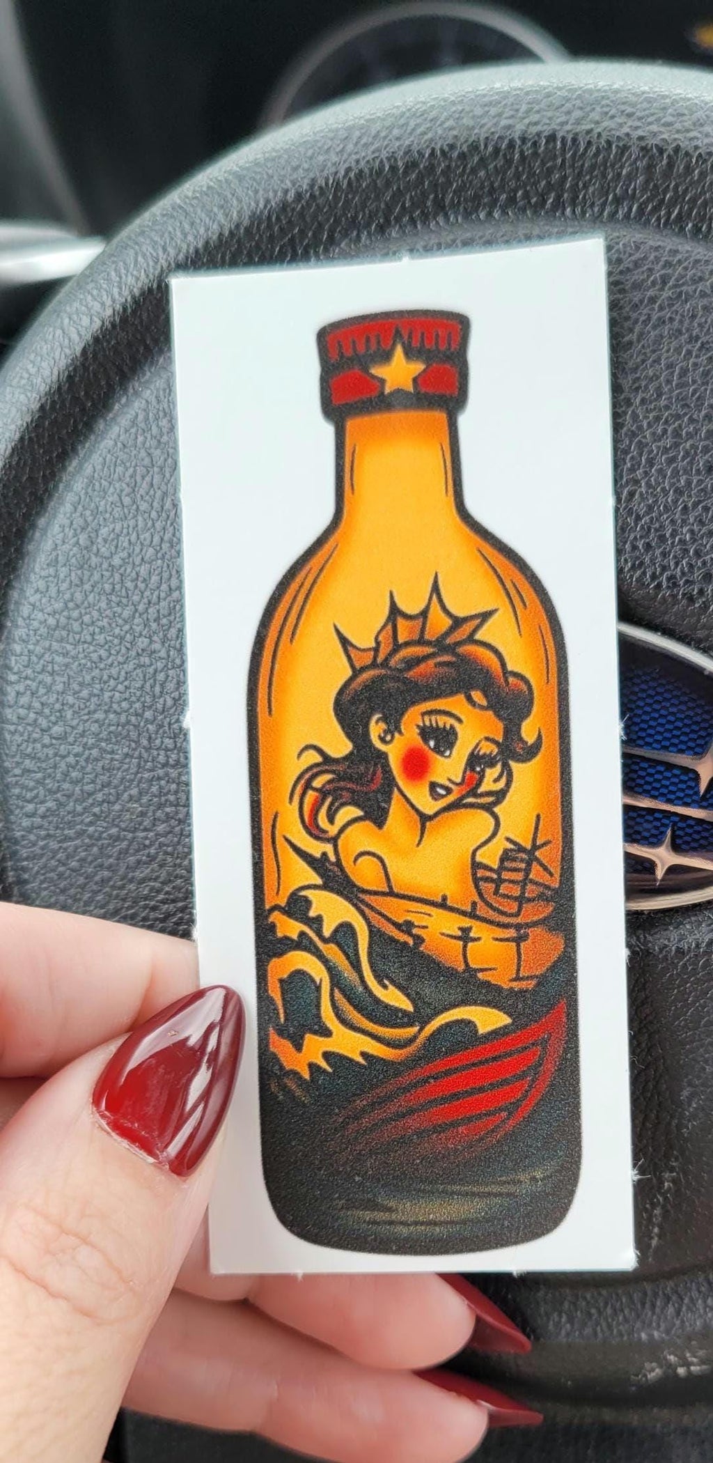 Tattoo Flash Pin-Up Girl Sticker: Shipwreck Babe Vinyl Decal