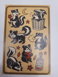 Skunk Traditional Style Sticker sheet- hearts,stars, skunks