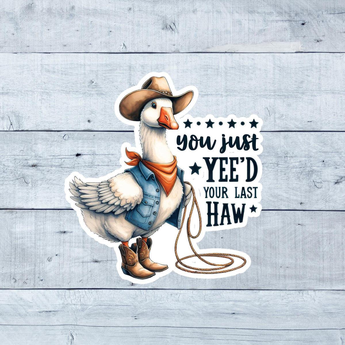 Western Goose Vinyl Sticker: Funny Cowboy Decal