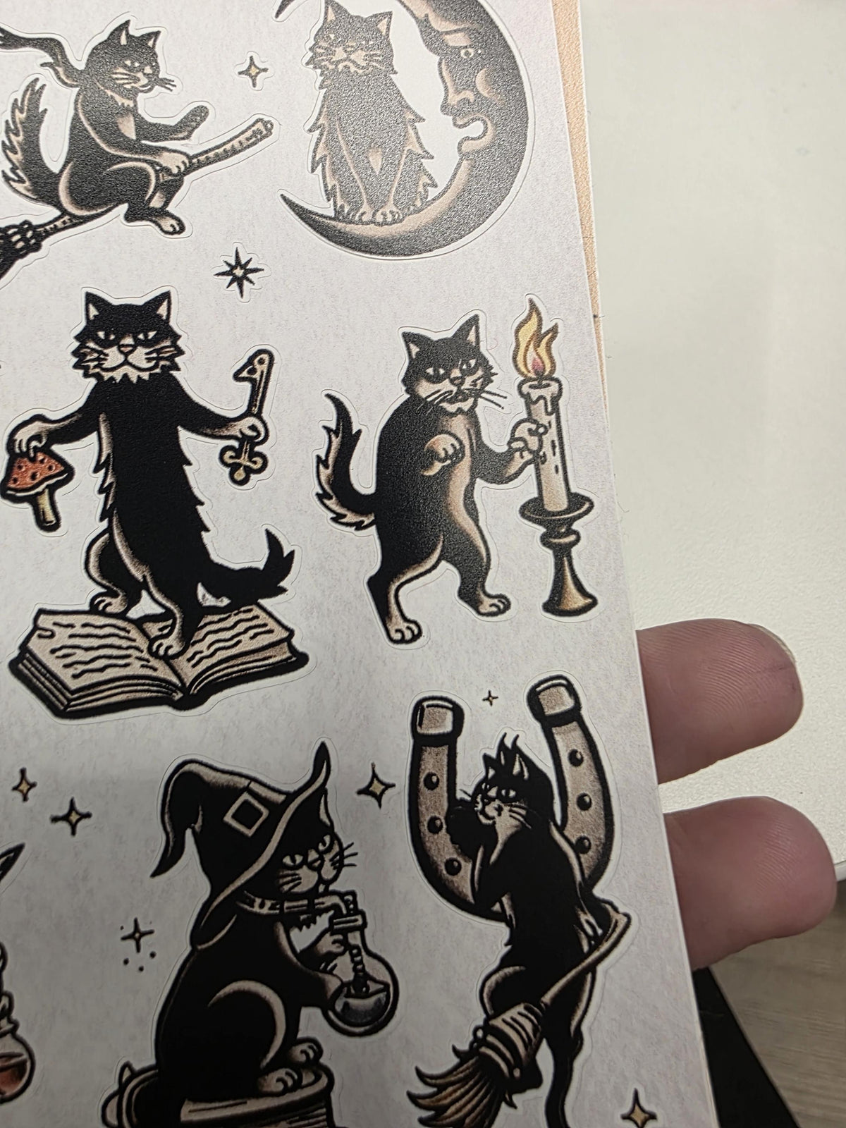 Witchy Cat Sticker Sheet | Magical Familiar Illustrations | Occult Cottagecore