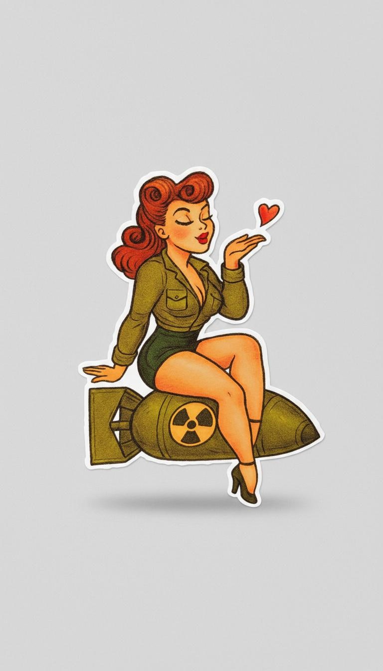 Atomic Bombshell Pin-Up Sticker