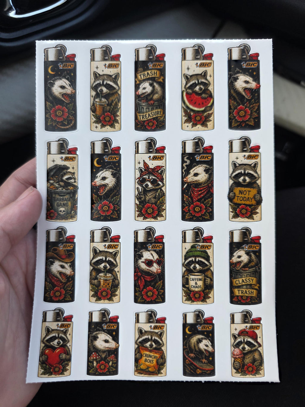 Raccoon and Possum Chaos Flash Sticker Sheet