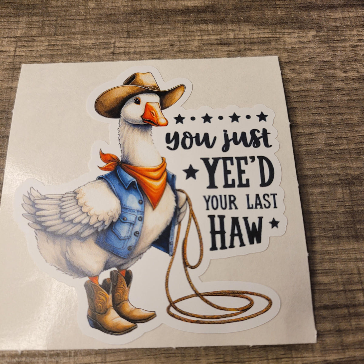 Western Goose Vinyl Sticker: Funny Cowboy Decal