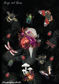 Spooky Bugs and Bones Sticker Sheet: Gothic Journal Stickers
