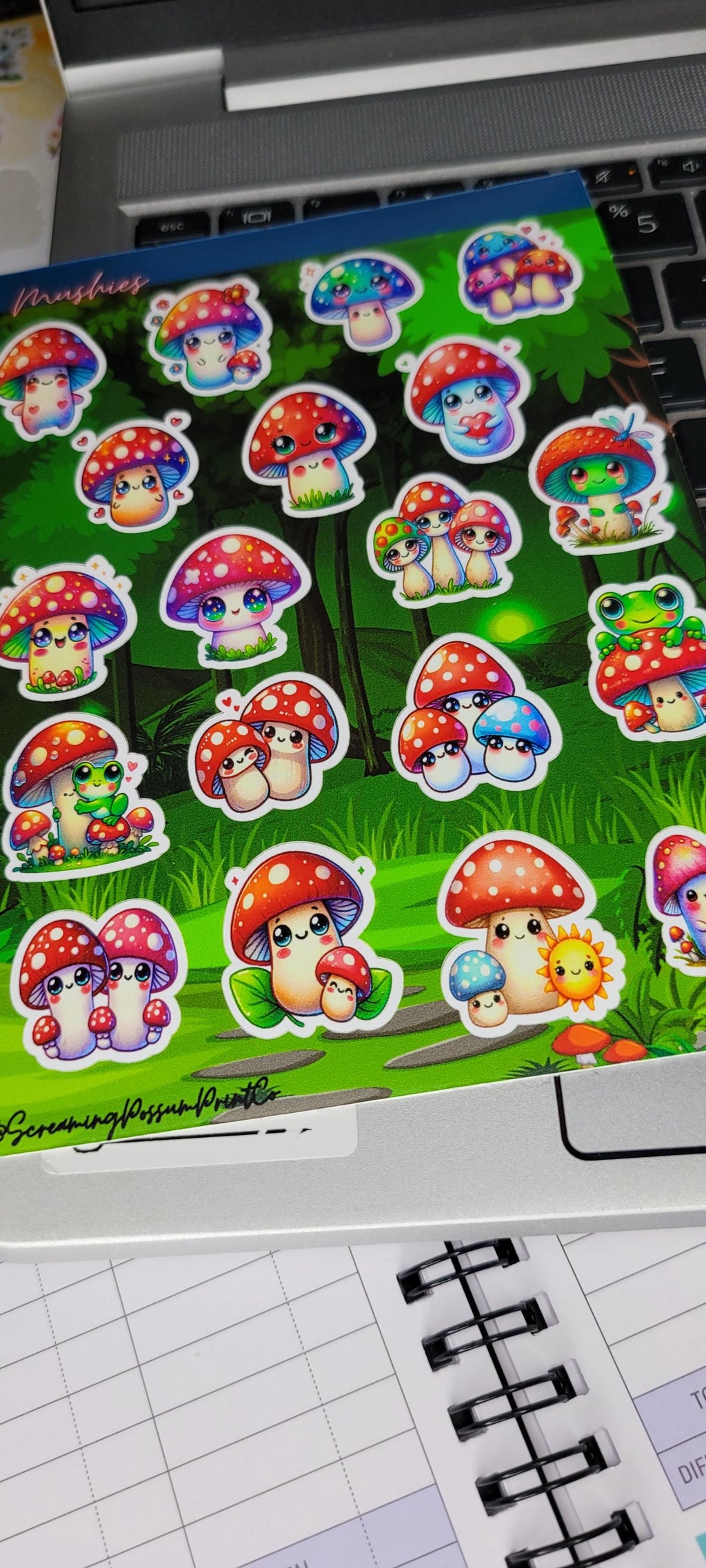 Kawaii Mushroom Sticker Sheet: Waterproof Vinyl Stickers