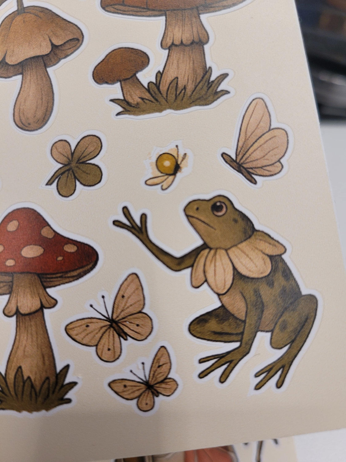 Forest Creatures Sticker Sheet – Frogs, Mushrooms, Moth, Berries | Nature Vinyl Stickers