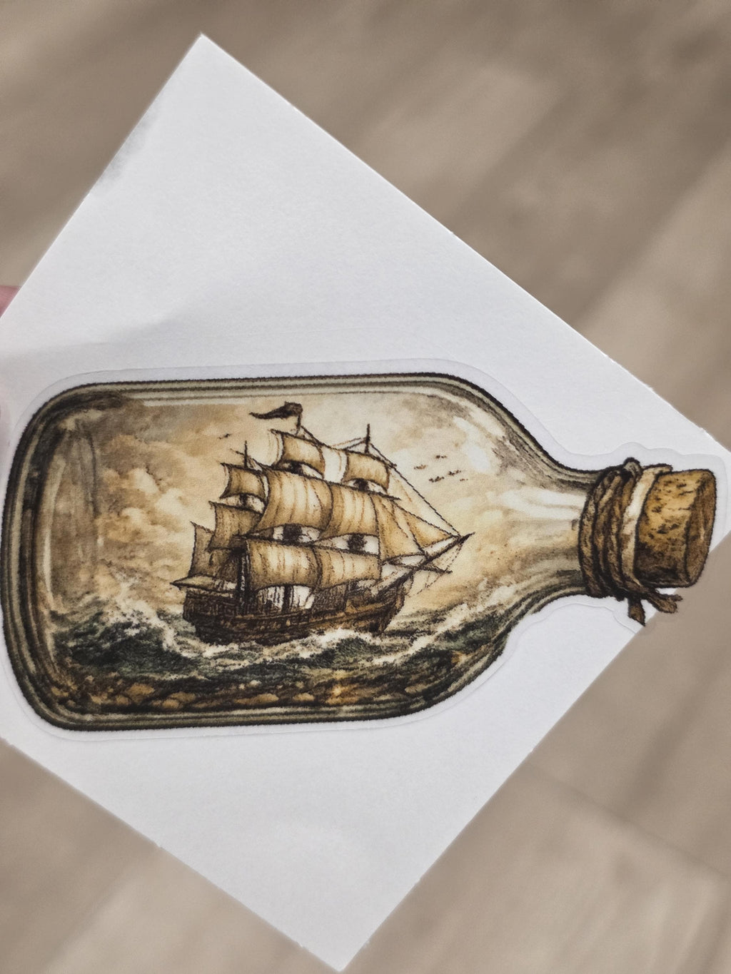 Clear Vinyl Ship in Bottle Sticker | Vintage Nautical Sailing Art (Digital Download)