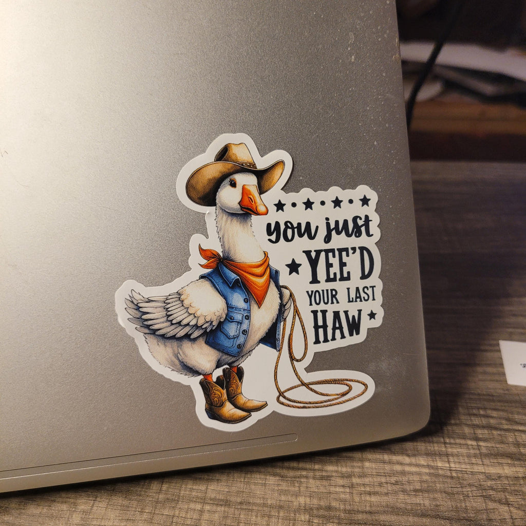Western Goose Vinyl Sticker: Funny Cowboy Decal