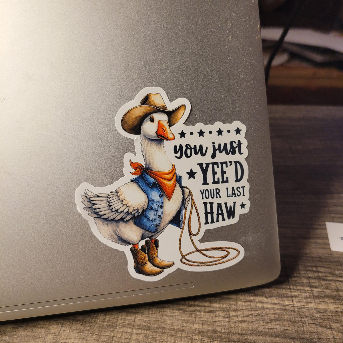 Western Goose Vinyl Sticker: Funny Cowboy Decal