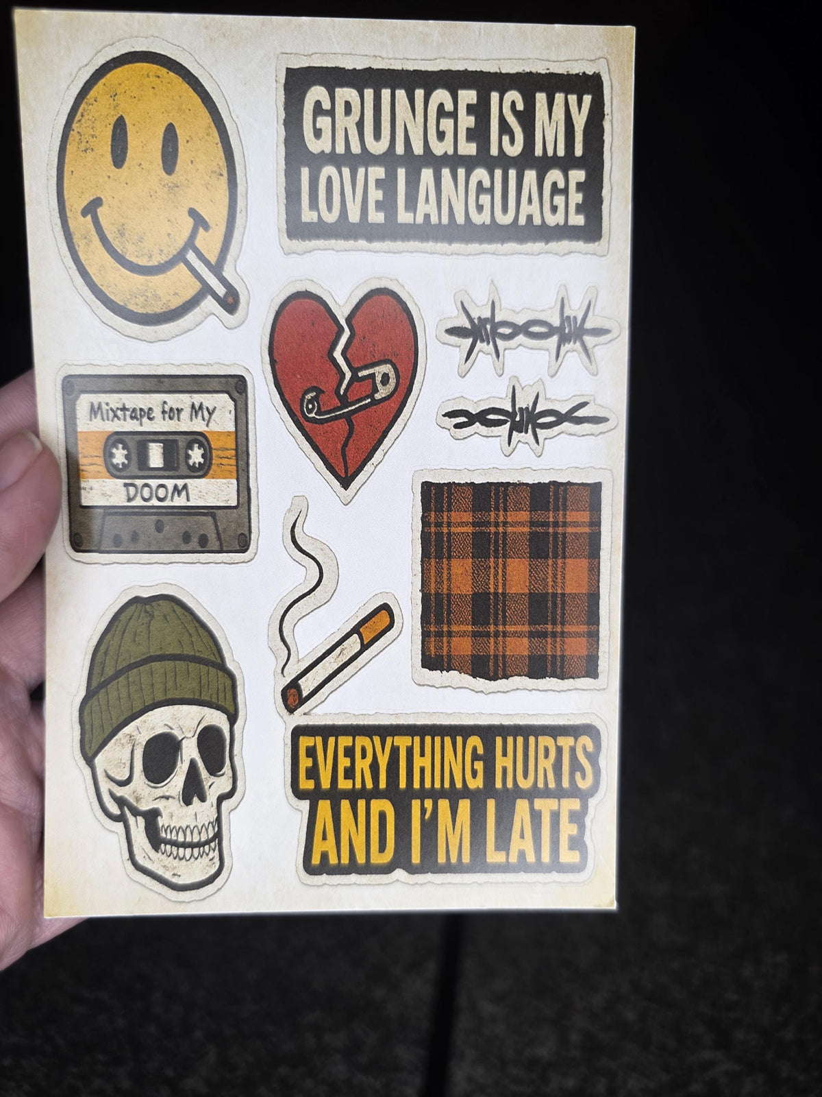 90s Grunge Sticker Sheet | Sadcore, Laptop Decals