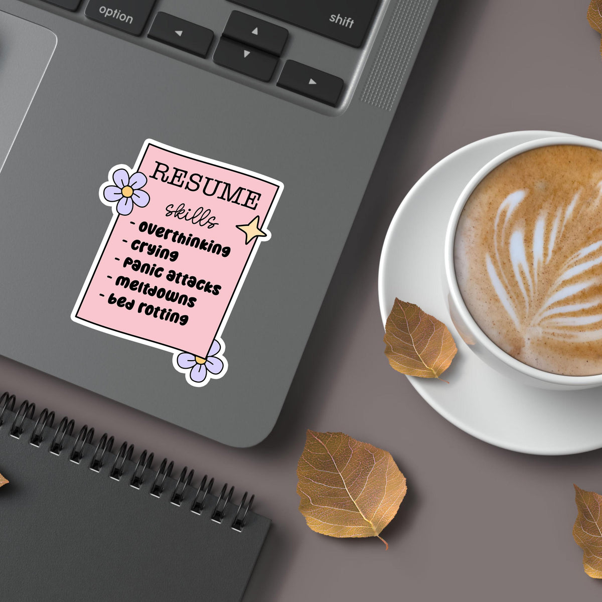Anxiety Resume Sticker: Vintage Mental Health Art, Waterproof Laptop Decal
