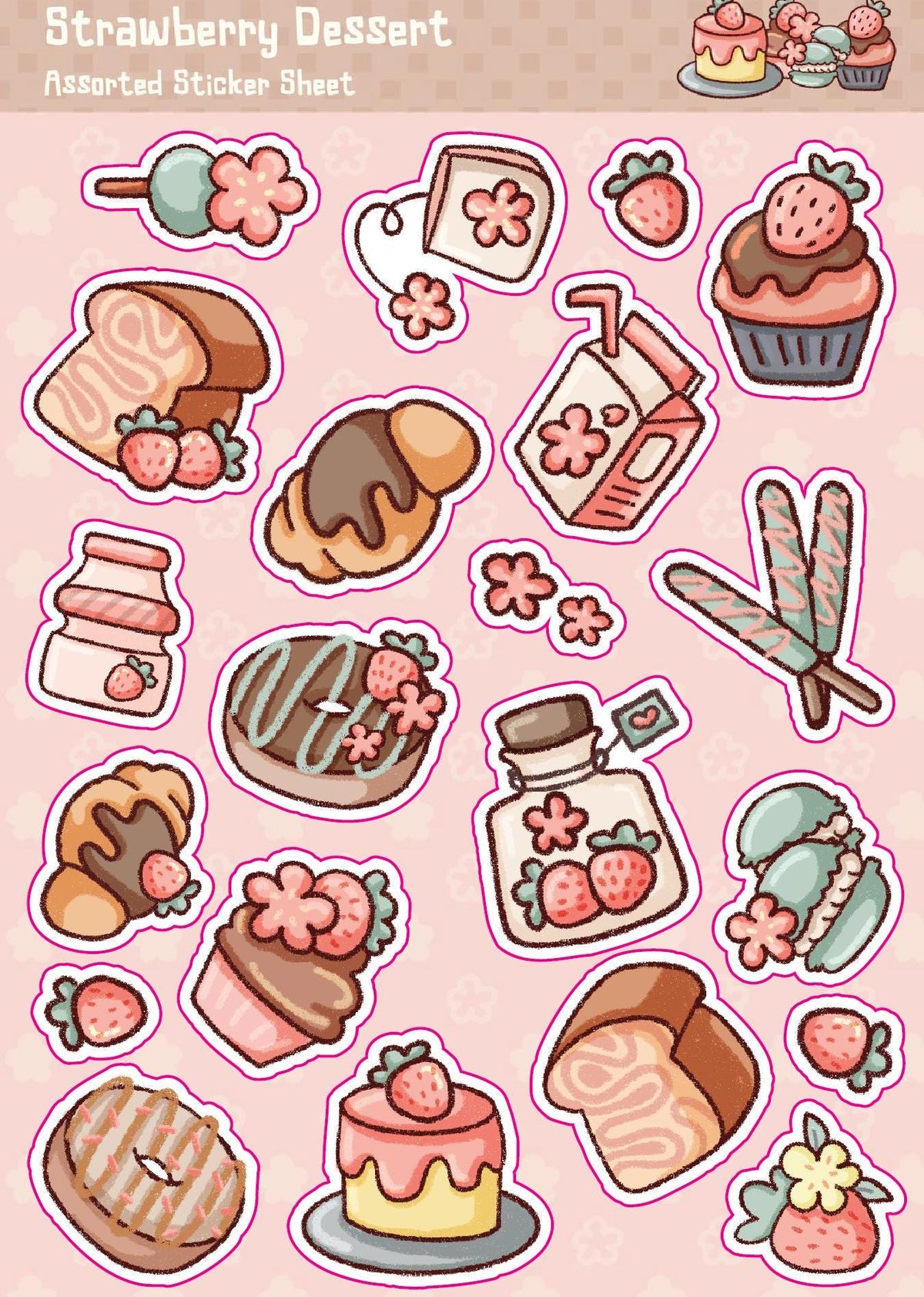 Strawberry Dessert Sticker Sheet | No Chill Sticker - Waterproof, Funny, Sarcastic, Vinyl