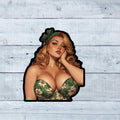 Redhead Pin-Up Girl Vinyl Sticker: Retro Glam Waterproof Decal