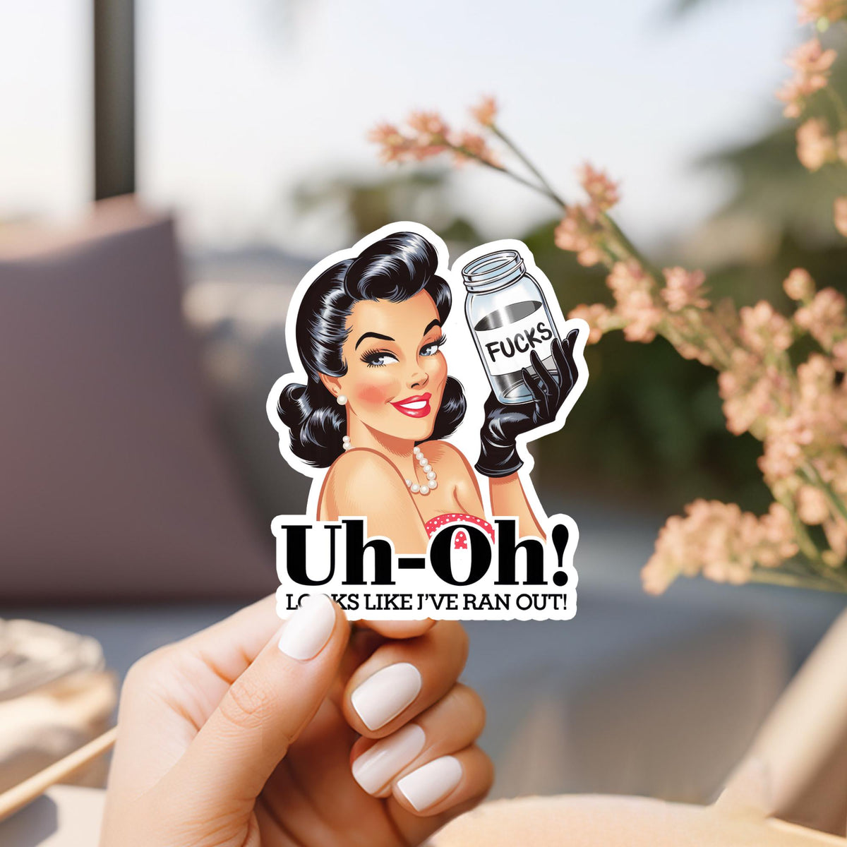 Retro Pin-Up Vinyl Sticker: Sarcastic Humor, Waterproof Decal