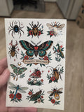 Vintage Tattoo Flash Insect Stickers | Clear Vinyl Moth, Beetle, Bee Sheet