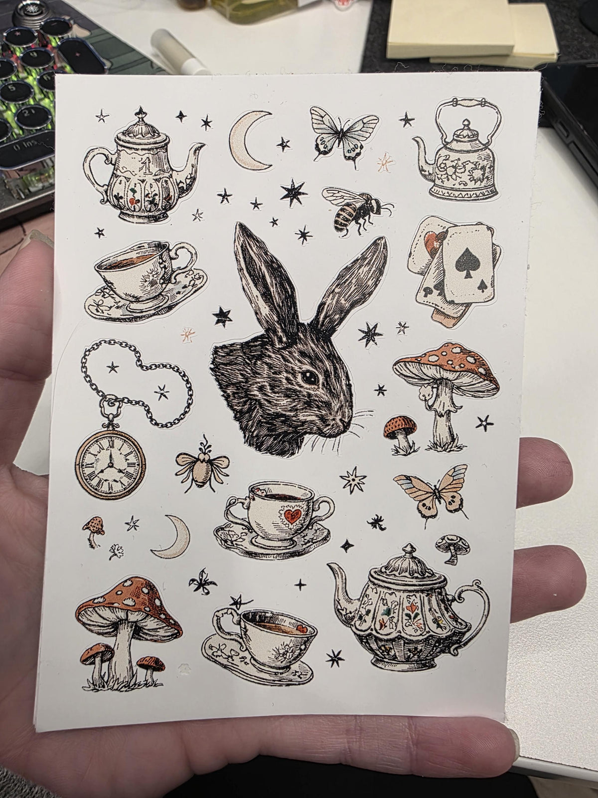 Rabbit Tea Party Sticker Sheet | Vintage Fairytale Illustration | Cozy Cottagecore Art