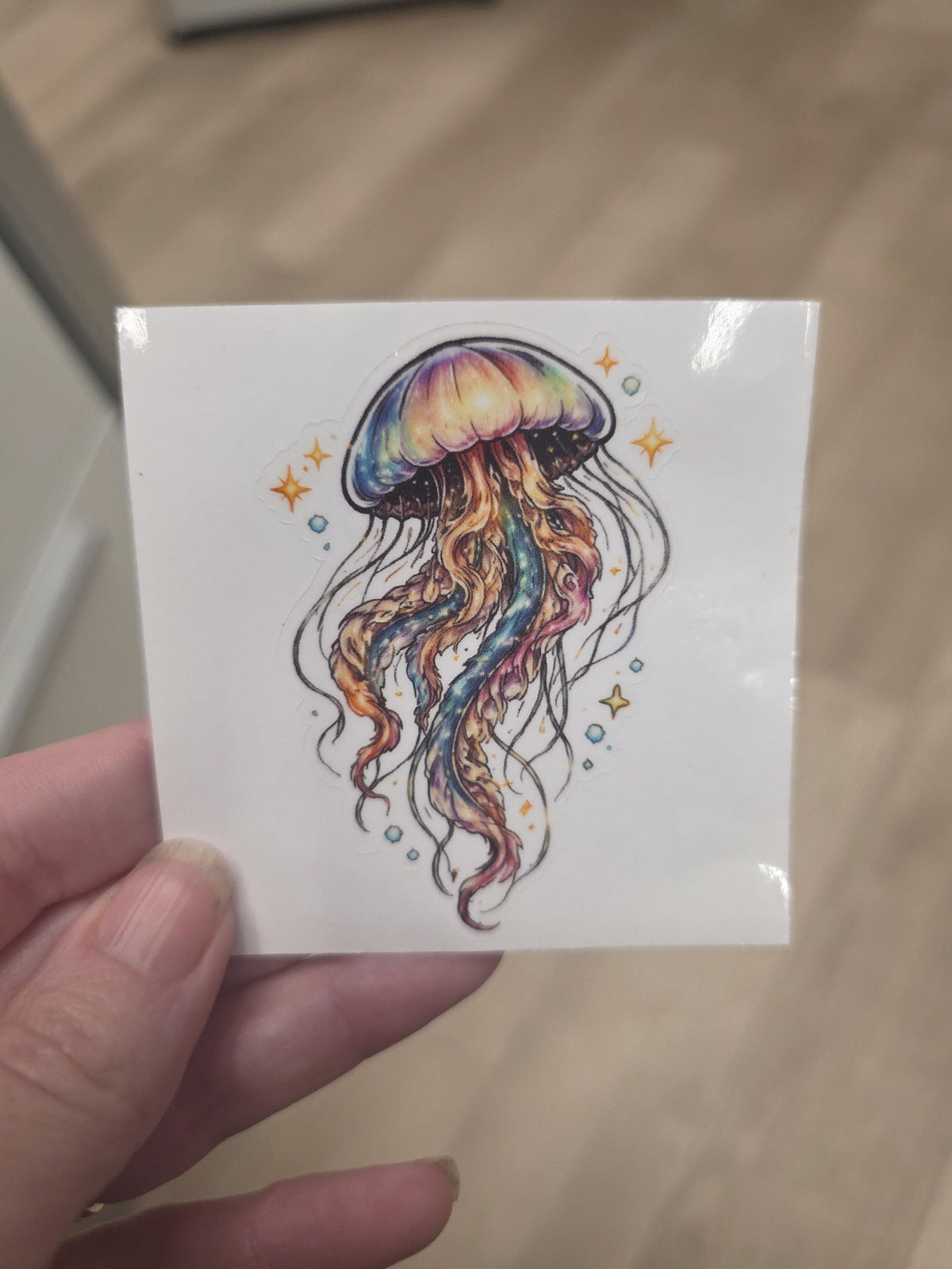 Jellyfish Clear Vinyl Sticker | Colorful Ocean Sea Creature Decal