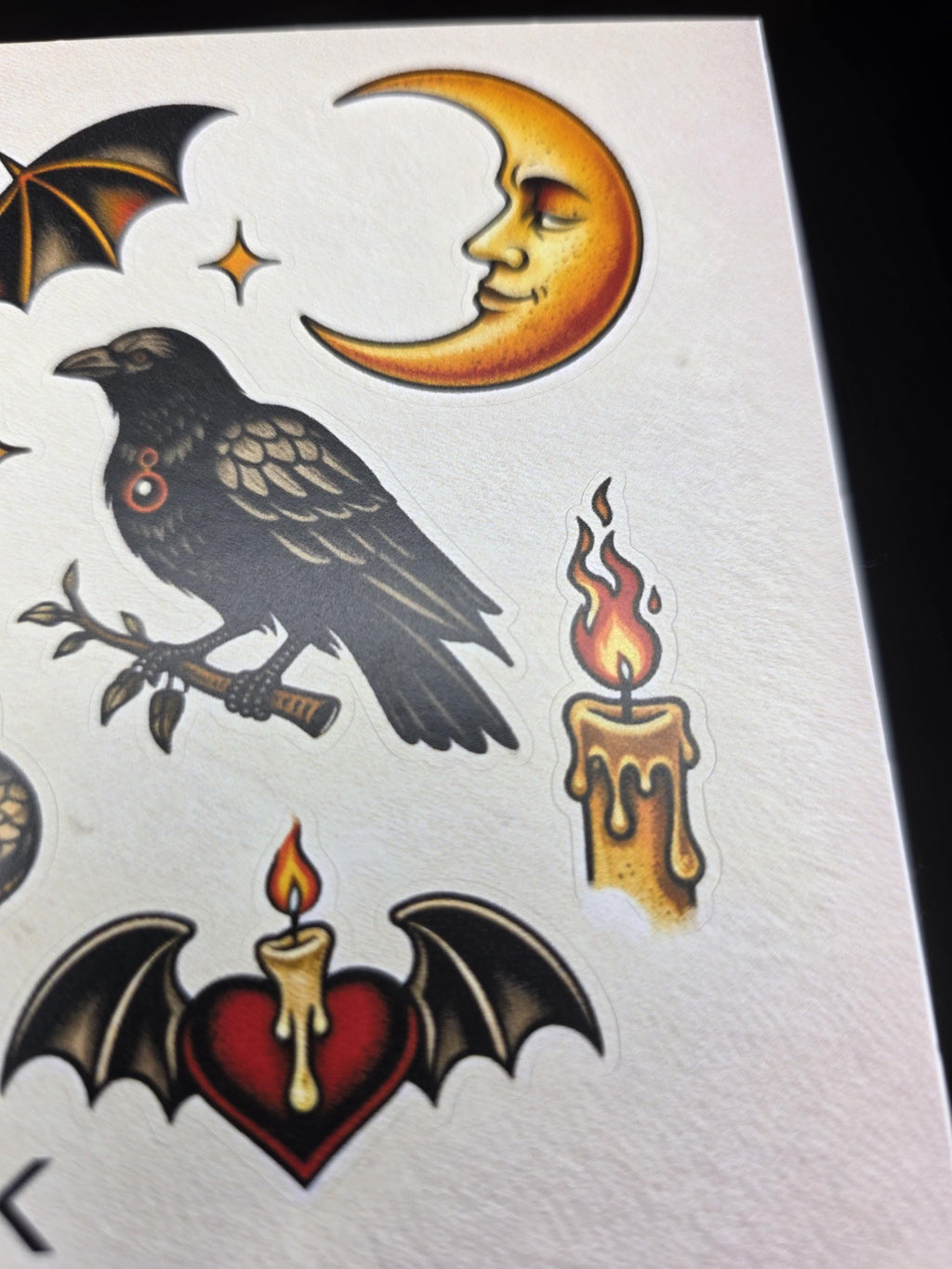 Witchy Tattoo Flash Stickers | Black Cat, Bat, Snake, Moon Designs