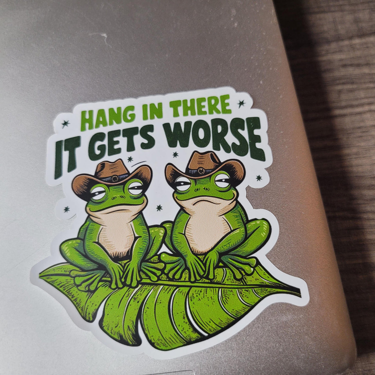 Funny Frog Vinyl Sticker: Waterproof Laptop Decal