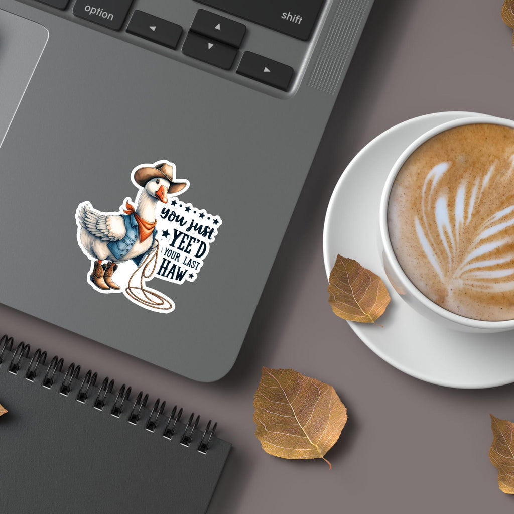 Western Goose Vinyl Sticker: Funny Cowboy Decal