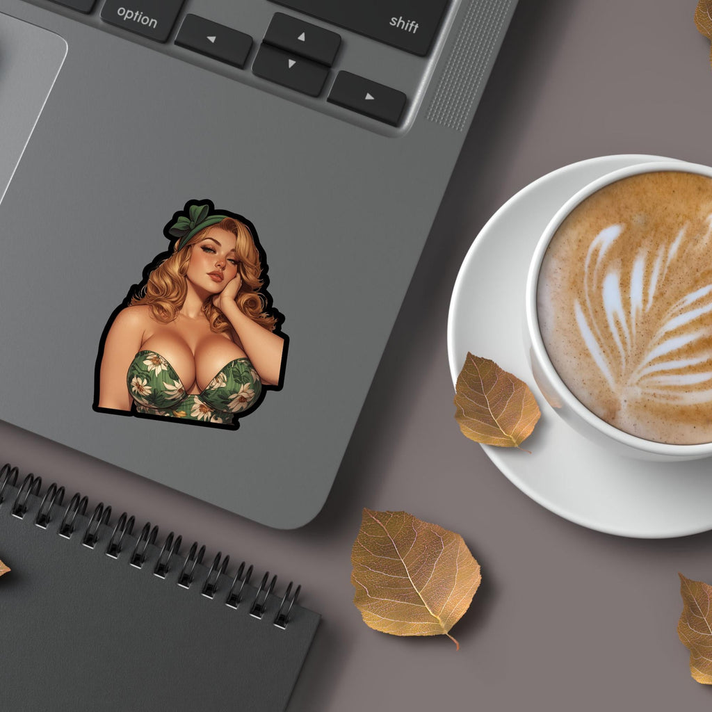Redhead Pin-Up Girl Vinyl Sticker: Retro Glam Waterproof Decal