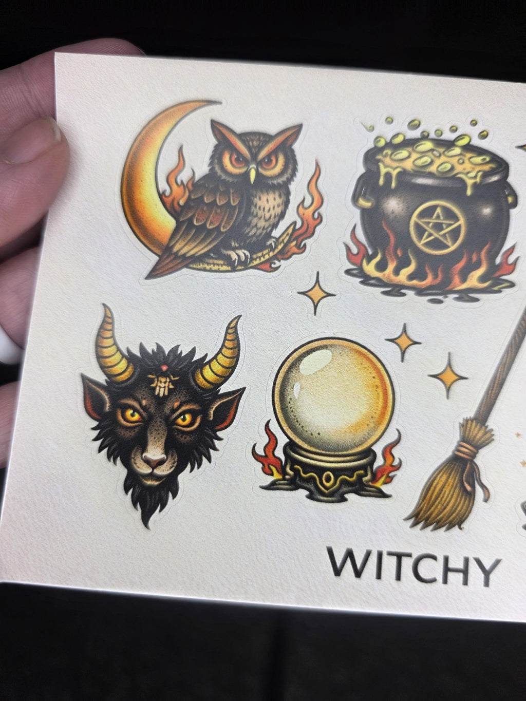 Witchy Tattoo Flash Sticker Sheet | Pagan & Moon Art