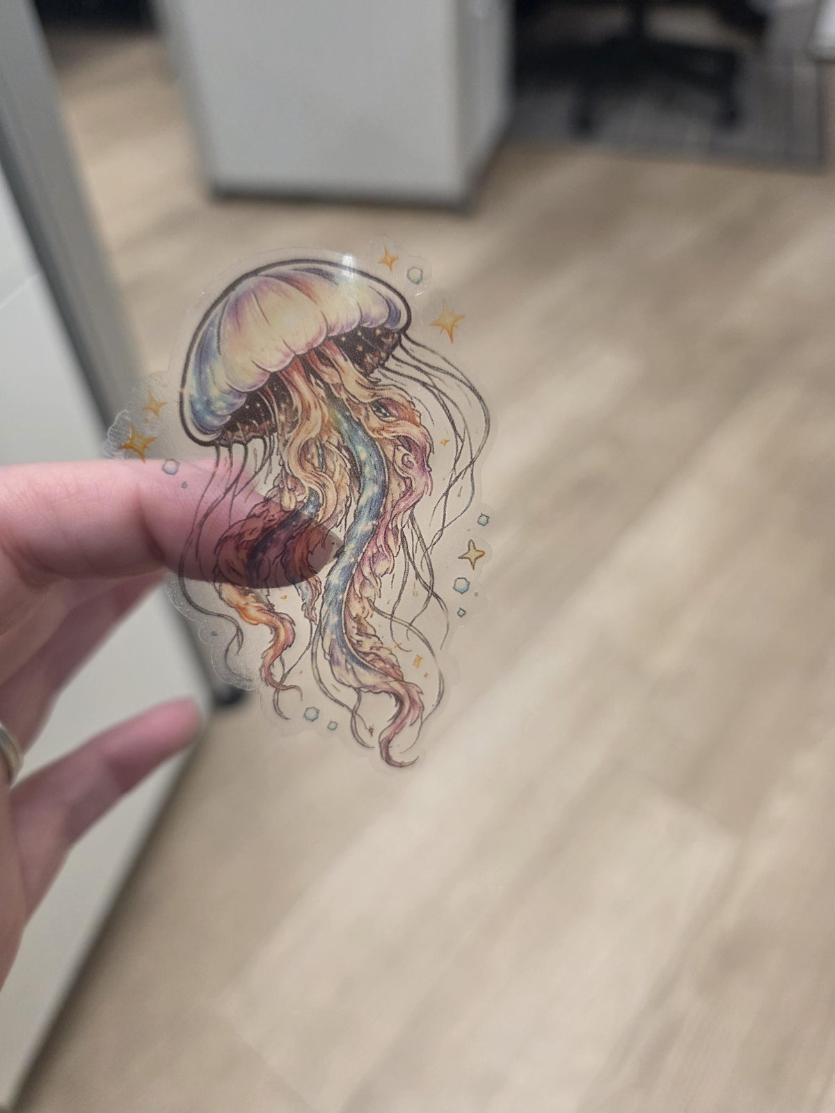 Jellyfish Clear Vinyl Sticker | Colorful Ocean Sea Creature Decal